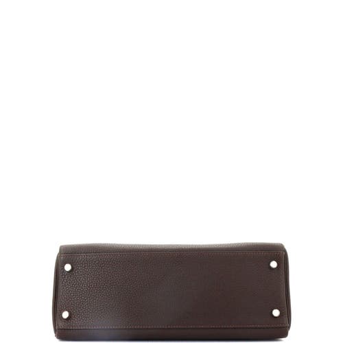 Pre-owned Hermes Hermes Kelly Handbag Brown Clemence With Palladium Hardware 32 In Brown