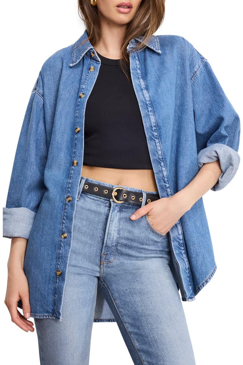 Oversized Denim Shirt, Main, color, INDIGO1024