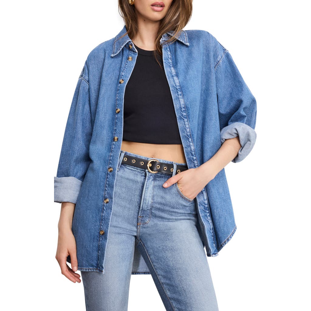 Good American Oversized Denim Shirt In Multi