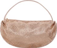 Nina Half Moon Rhinestone Mesh Shoulder Bag