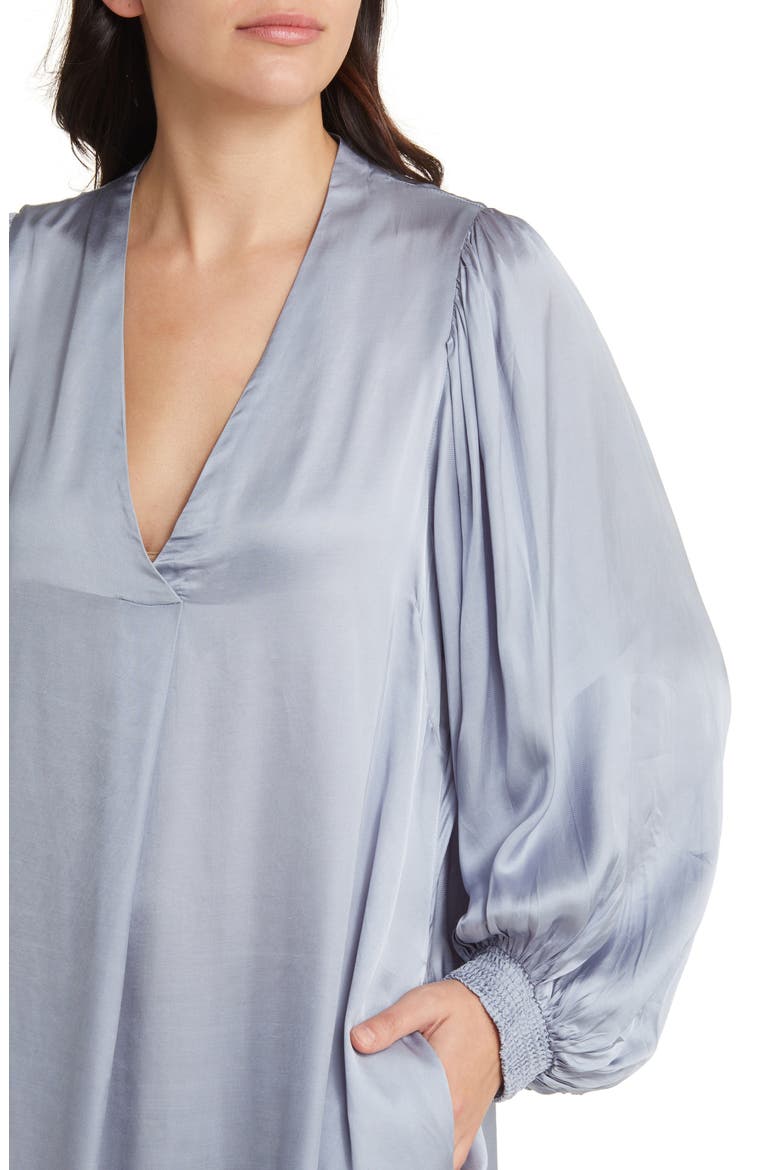 Nalo Long Sleeve Satin Shift Dress, Alternate, color, ASHLEY BLUE