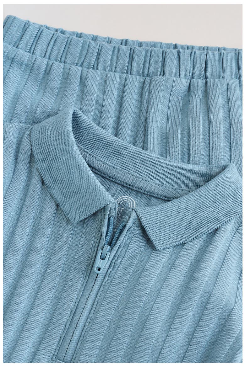 Rib Zip Polo & Shorts Set, Alternate, color, BLUE