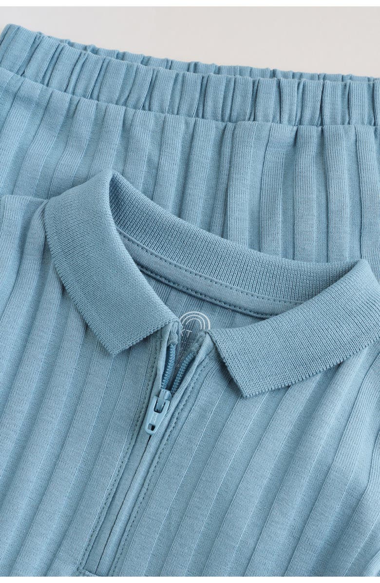 NEXT Rib Zip Polo & Shorts Set, Alternate, color, Blue