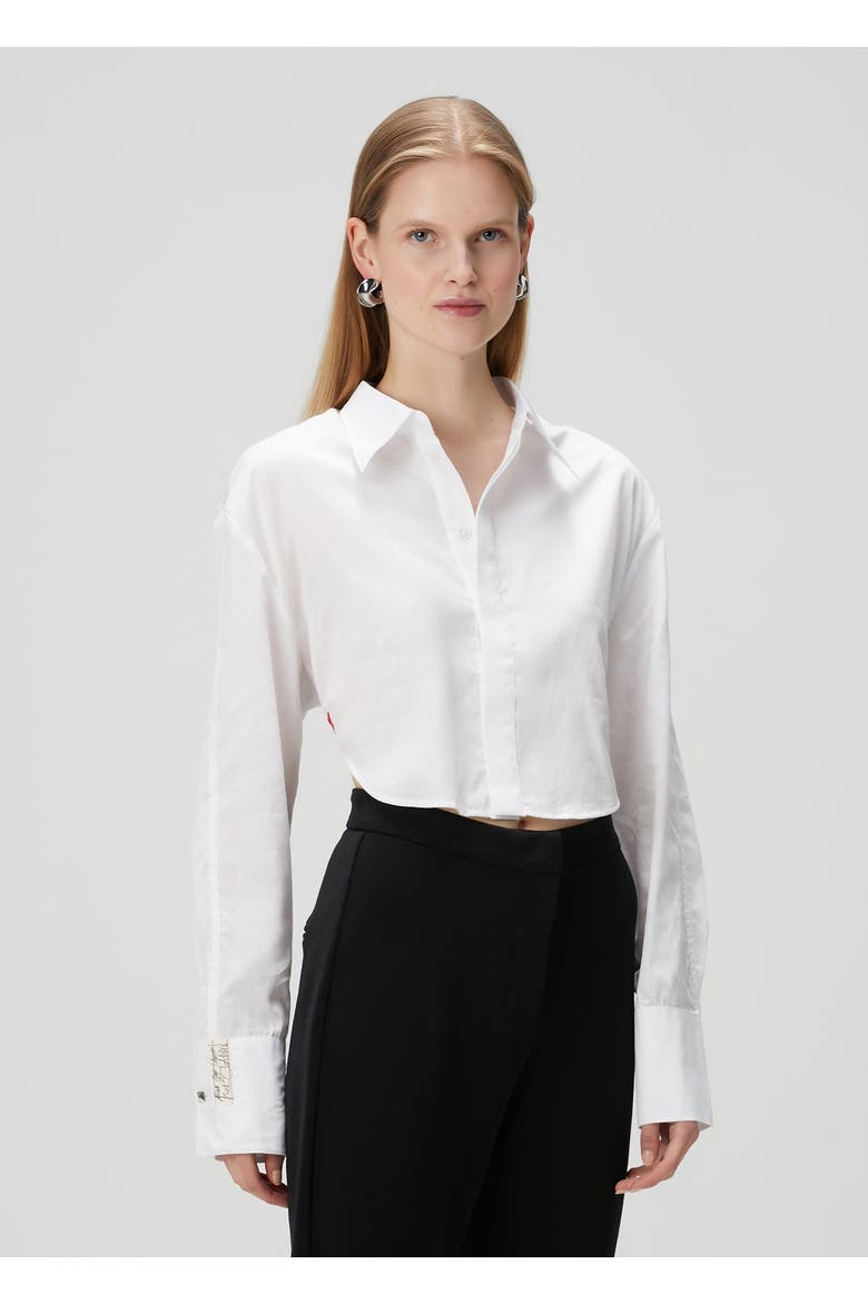 Pure Cotton Crop Shirt, Alternate, color, white