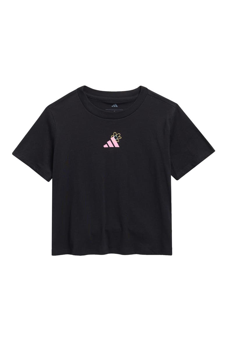 Kids' Floral Logo Graphic T-Shirt, Main, color, BLACK