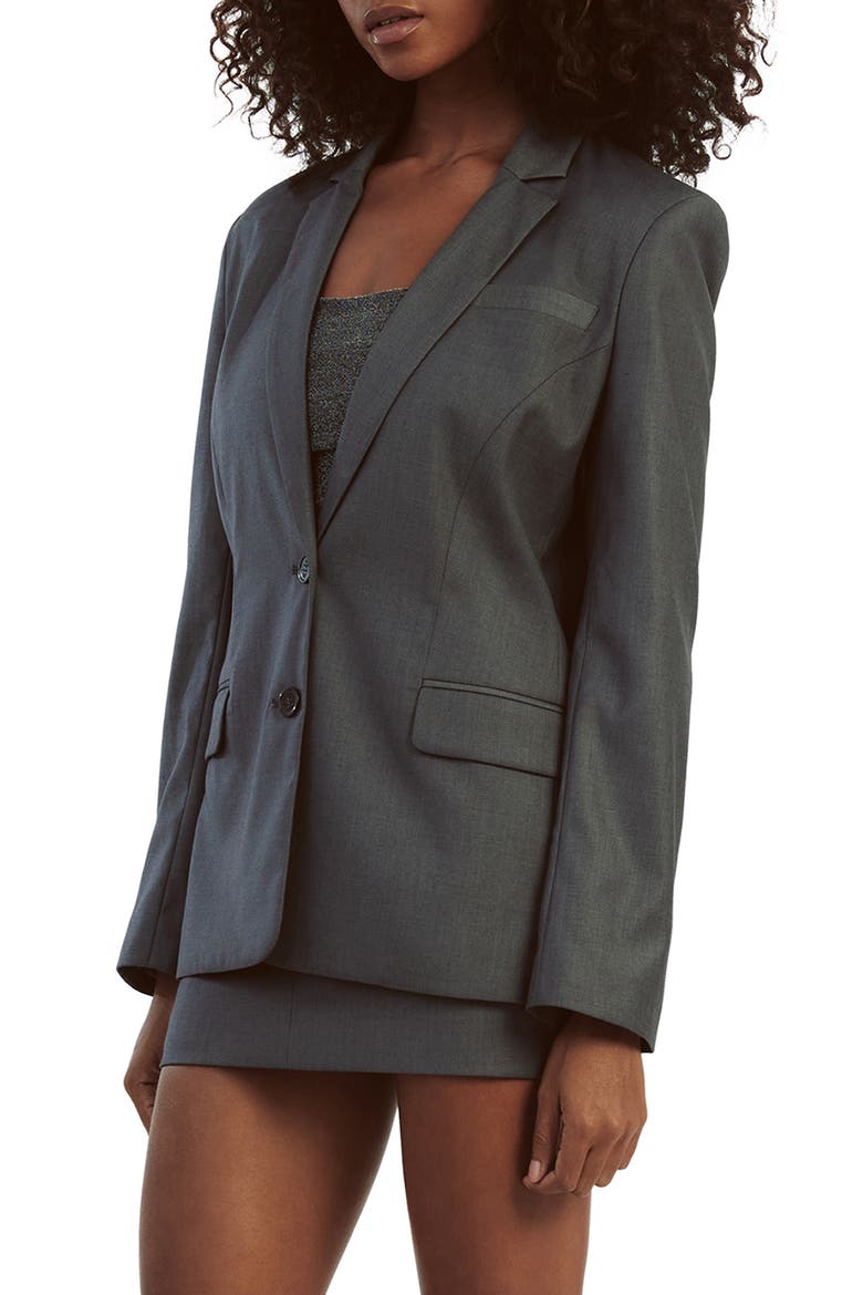 Maika Fitted Blazer, Alternate, color, DARK GREY