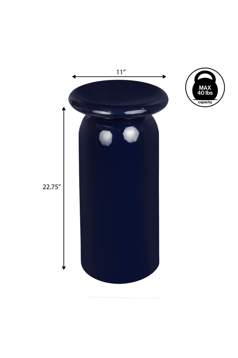 Miles Modern Metal Round Drink Table - Sleek Cylinder Mushroom Pedestal Accent End Side Table for Living Room Bedroom, Alternate, color, Navy