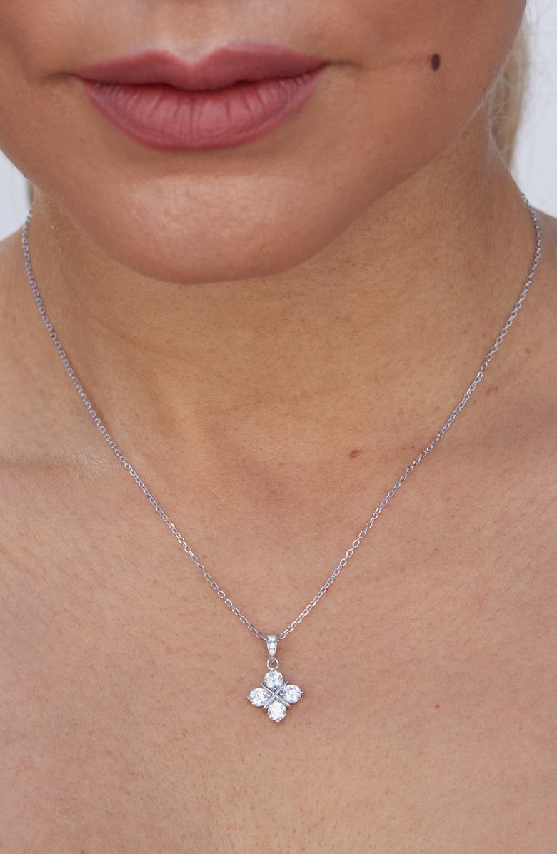 SAVVY CIE JEWELS Cubic Zirconia Grid Pendant Necklace, Alternate, color, 