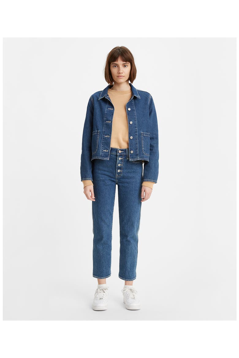 Levi's® Wedgie High Waist Crop Straight Leg Jeans, Alternate, color, MIDDLE SISTER
