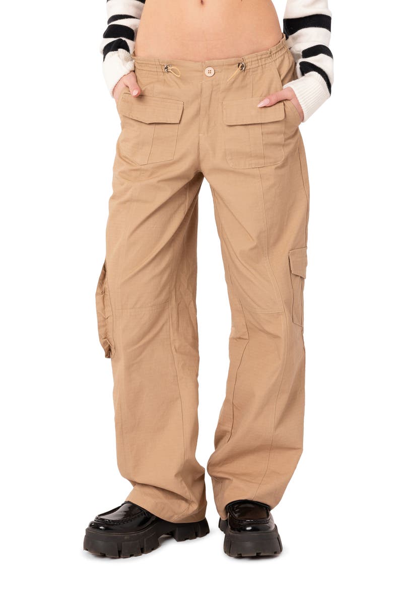 EDIKTED Zayla Low Rise Cotton Cargo Pants, Main, color,