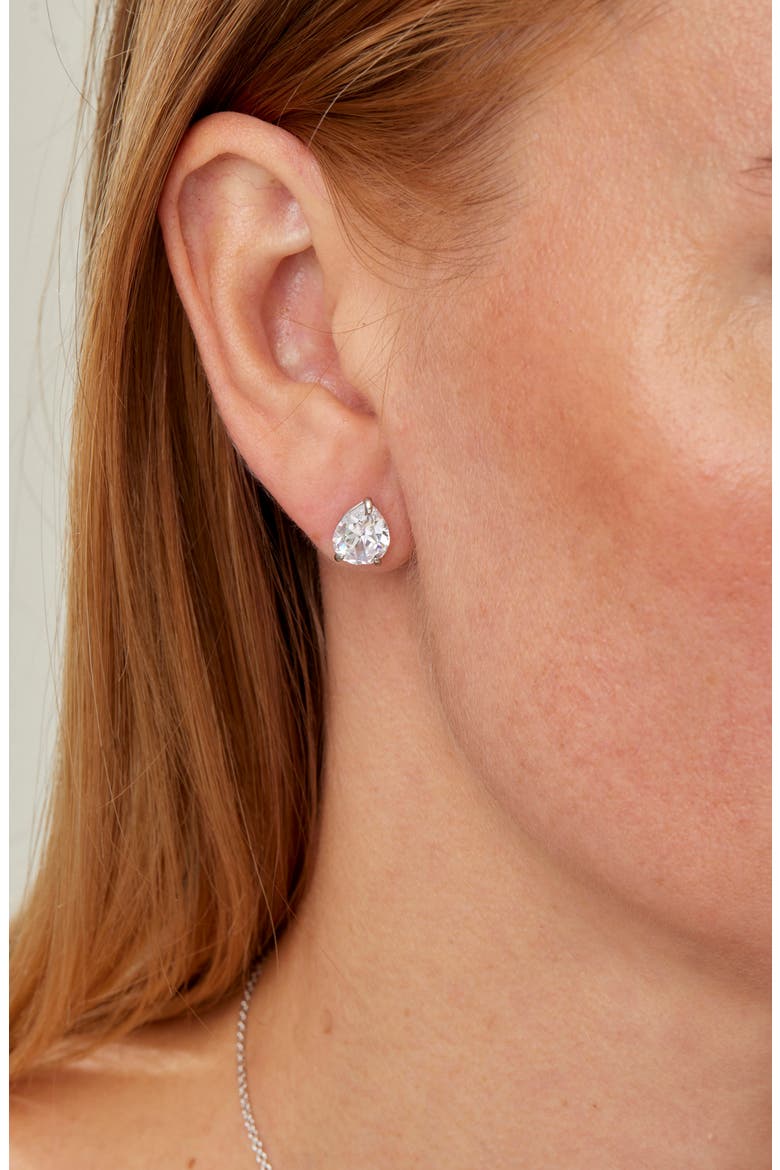 Pear Solitaire Stud Earrings, Alternate, color, WHITE