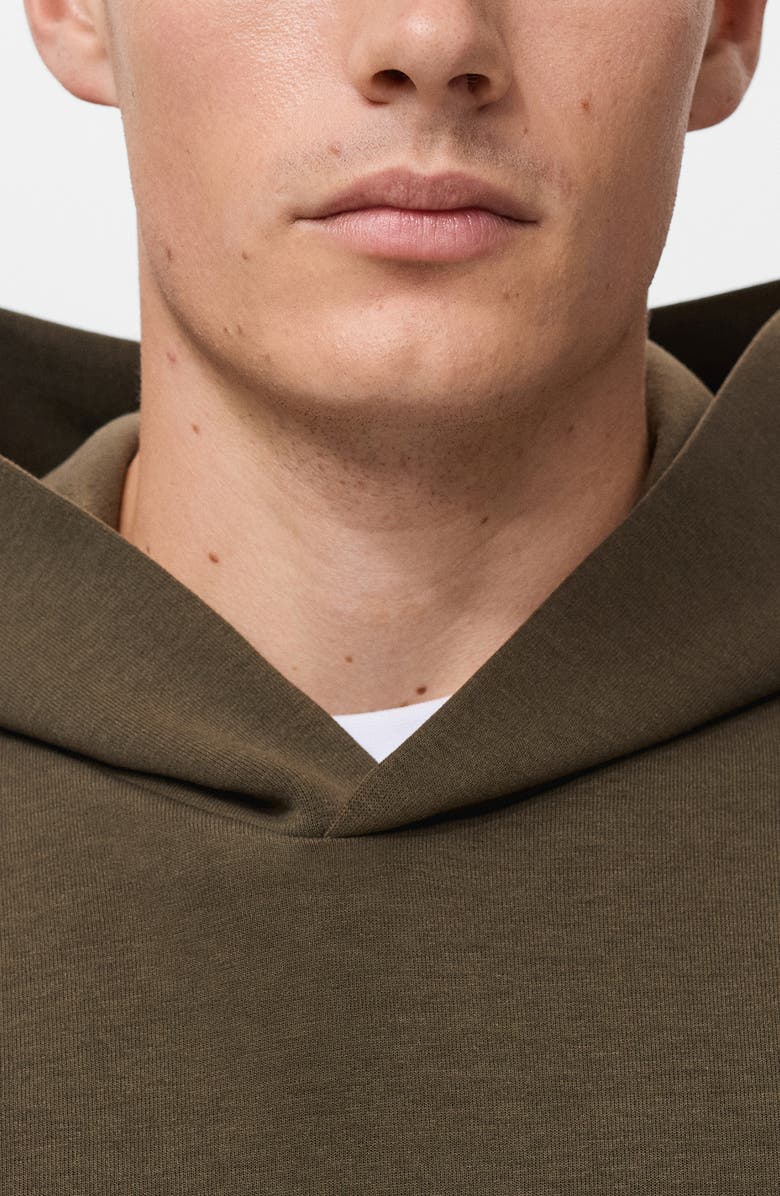 MANGO Regular Fit Fleece Hoodie, Alternate, color, Olive Green