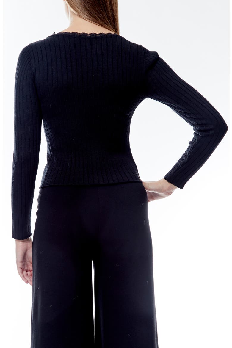 Sienna Ribbed Crop Cardigan, Alternate, color, BLACK