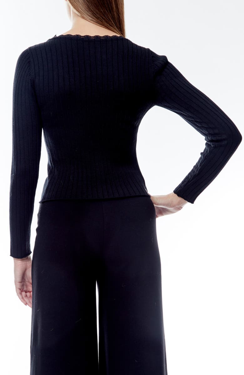 BY DESIGN Sienna Ribbed Crop Cardigan, Alternate, color, Black