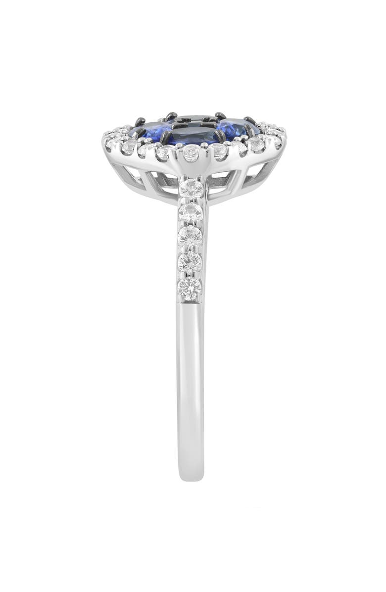 EFFY Sterling Silver Blue & White Sapphire Quatrefoil Halo Ring, Alternate, color, 