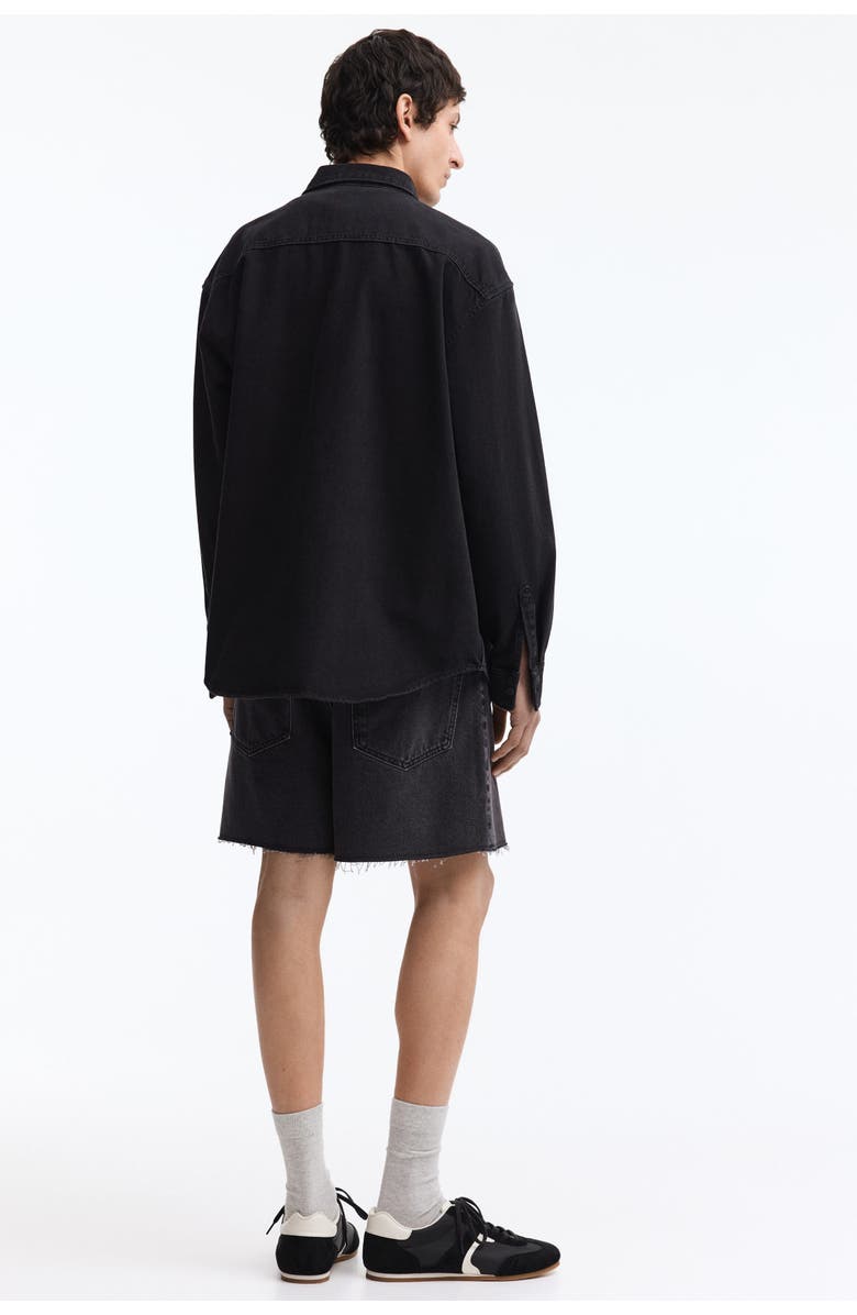 H&M Baggy Denim Shorts, Alternate, color, Denim Black