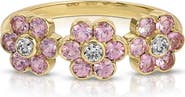 Anita Ko 18k Gold Pink Sapphire & Diamond Flower Ring