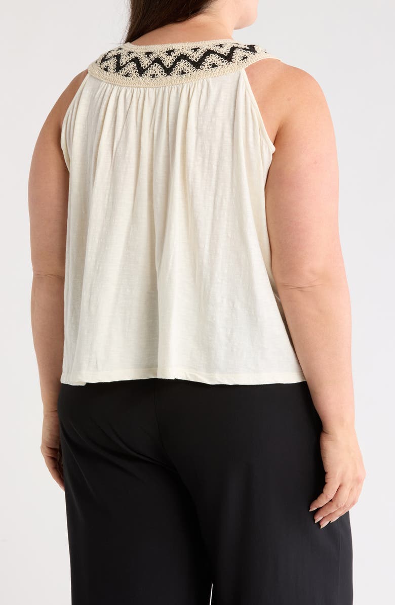 Lucky Brand Embroidered Round Neck Tank, Alternate, color, Tofu