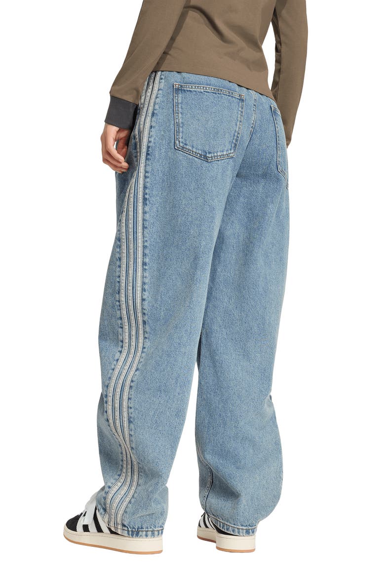 3-Stripes Barrel Leg Jeans, Alternate, color, WORN BLUE DENIM