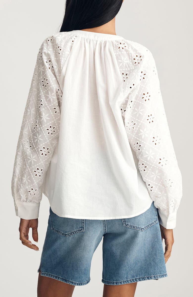 Mavi Jeans Embroidered Eyelet Top, Alternate, color, White
