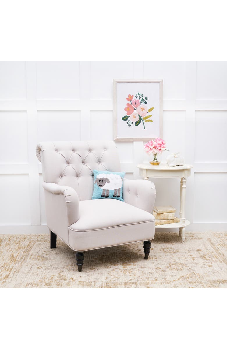 C&F Home Fluffy Sheep Blue Hooked Mini Accent Pillow 12" x 12", Alternate, color, Blue