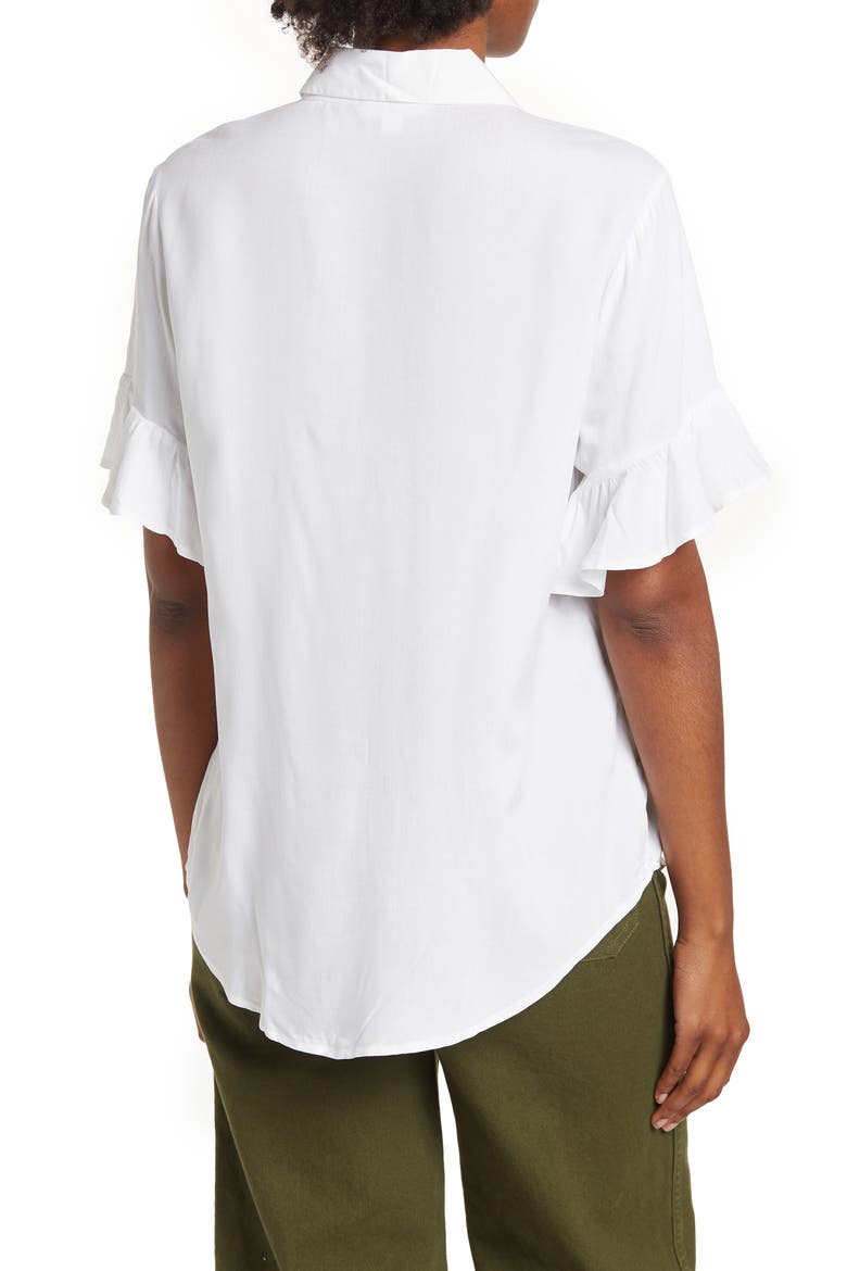 Nissa Ruffle Sleeve Button-Up Shirt, Alternate, color, WHITE