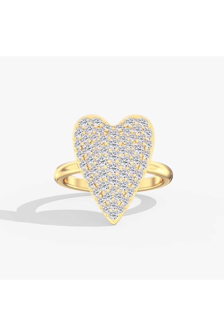 Domed Pavé Heart Lab Diamond Ring in 14K, Main, color, Yellow Gold