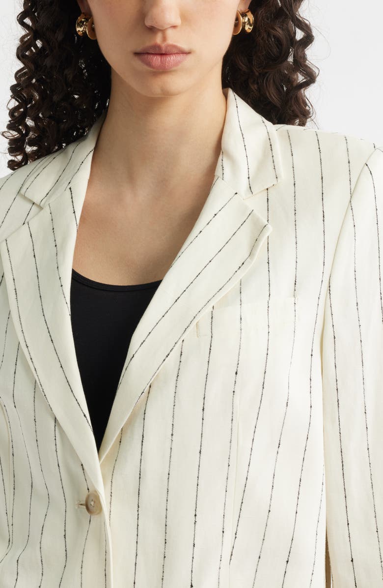 Nordstrom The Liv Boyfriend Pinstripe Blazer, Alternate, color, Ivory- Black Pinstripe