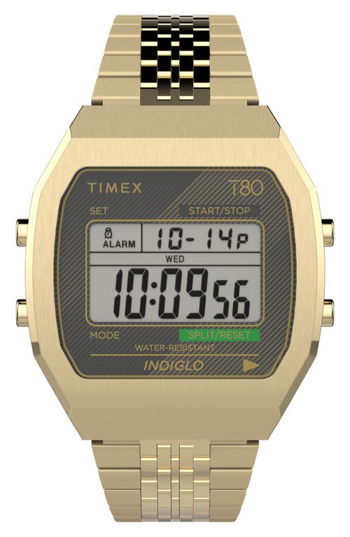 Timex® T80 Digital Chronograph Bracelet Watch, 36.5mm in Gold at Nordstrom, Size 34.5 Mm
