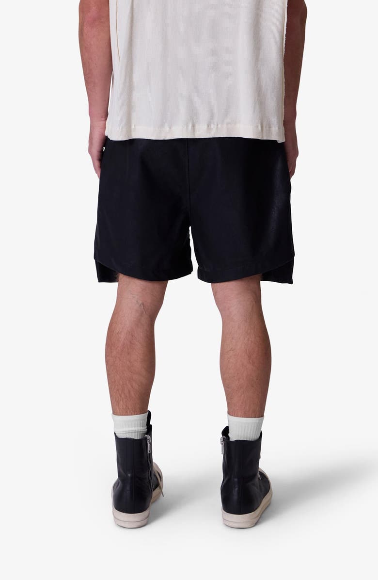 mnml Faux Leather Pocket Geo Shorts, Alternate, color, Black