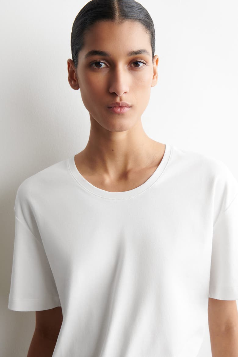 Scoop-Neck Cotton T-Shirt, Alternate, color, WHITE