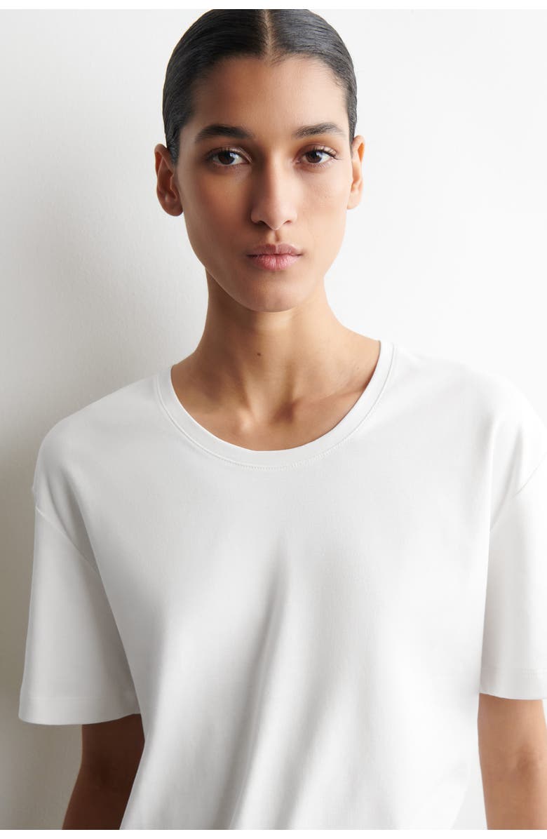 COS Scoop-Neck Cotton T-Shirt, Alternate, color, White