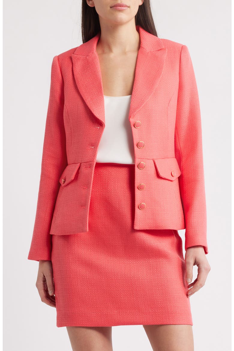 Cinch Waist Bouclé Jacket, Main, color, SUNSET