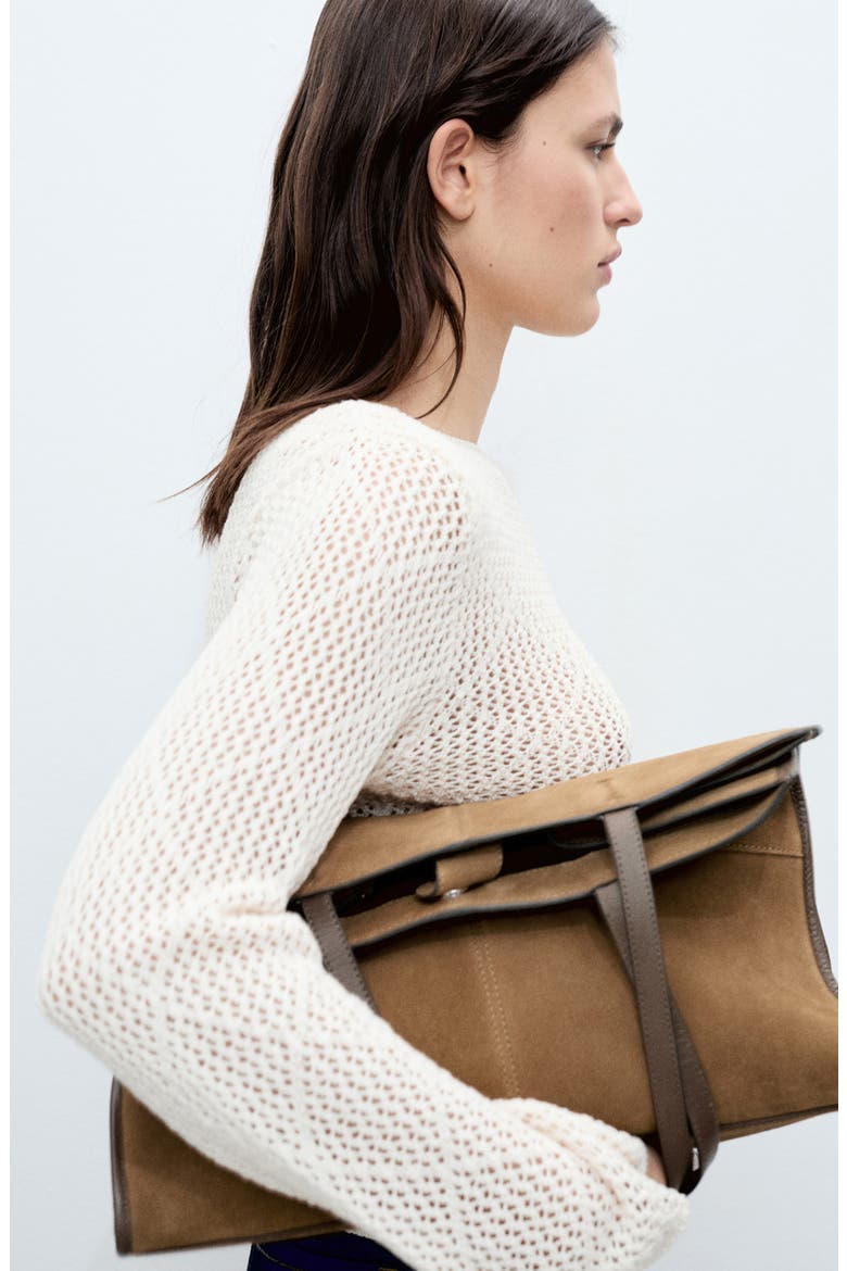 Open Stitch Cotton Blend Sweater, Alternate, color, ECRU