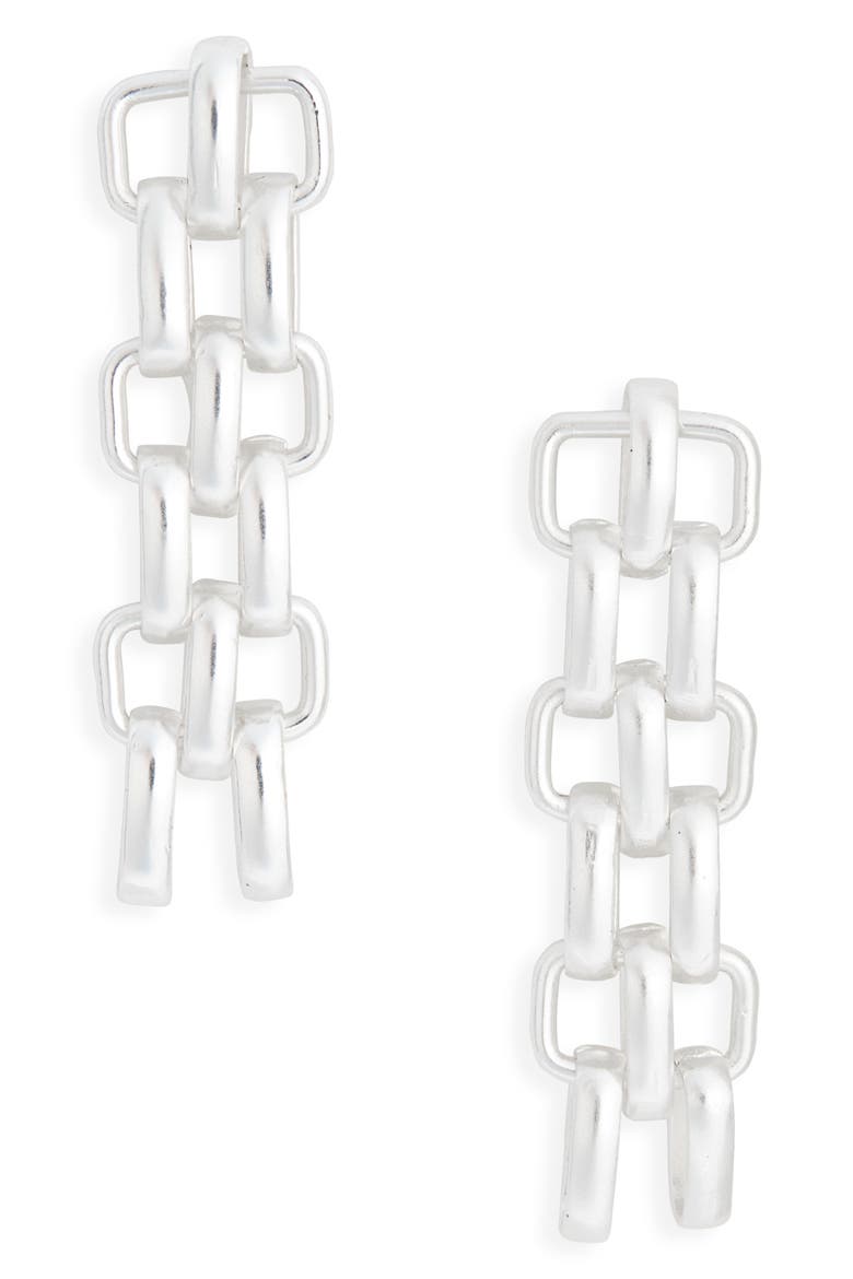 Hammered Square Drop Earrings, Main, color, SILVER
