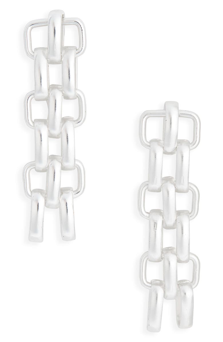 Karine Sultan Hammered Square Drop Earrings, Main, color, Silver