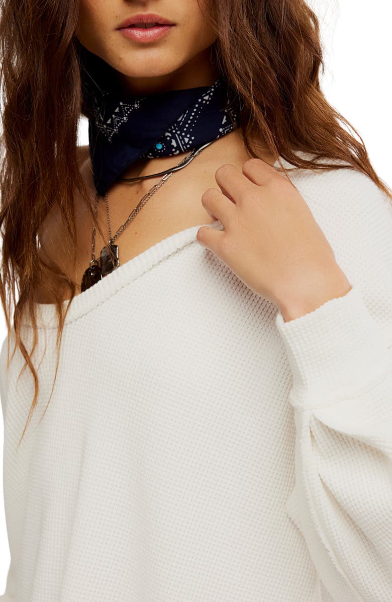 Free People Coast 2 Coast Oversize Thermal Top, Alternate, color, Clean Ivory