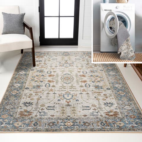 Hiero Persian Border Low-Pile Machine-Washable Area Rug