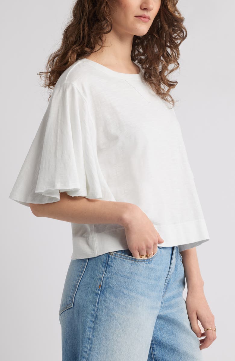 Treasure & Bond Flutter Sleeve Cotton T-Shirt, Alternate, color, White Blanc