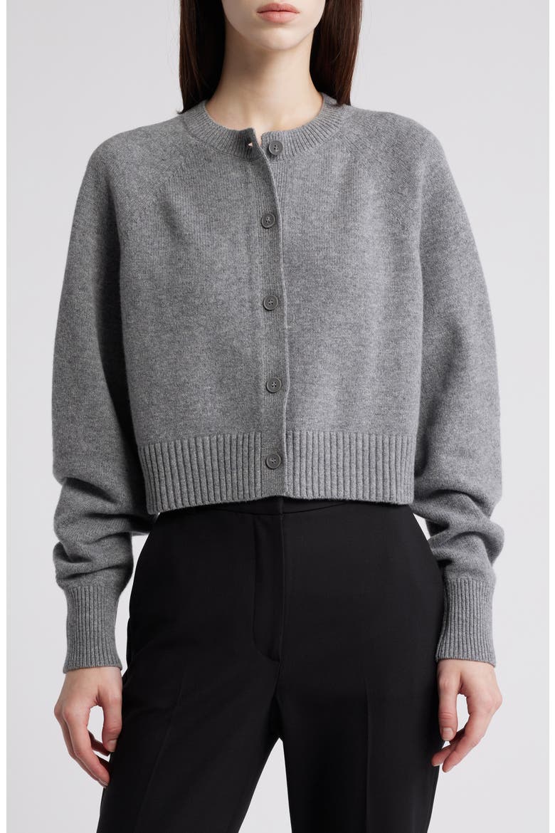 Crop Wool Cardigan, Main, color, GREY DUSTY LIGHT