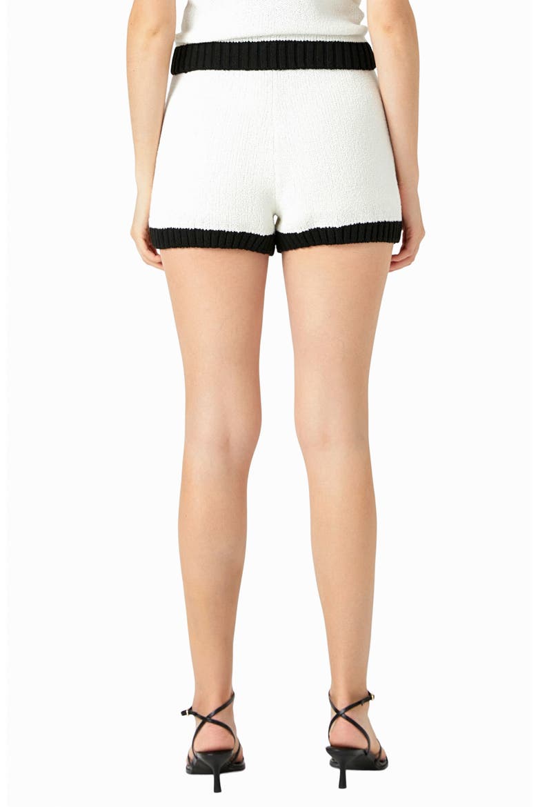 Contrast Trim Knit Shorts, Alternate, color, IVORY/ BLACK