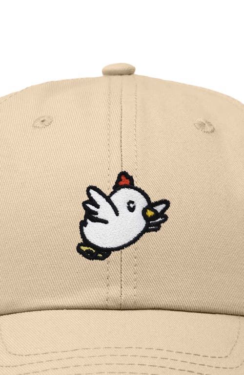Shop Dalix Chicken Embroidered Cotton Cap In Khaki