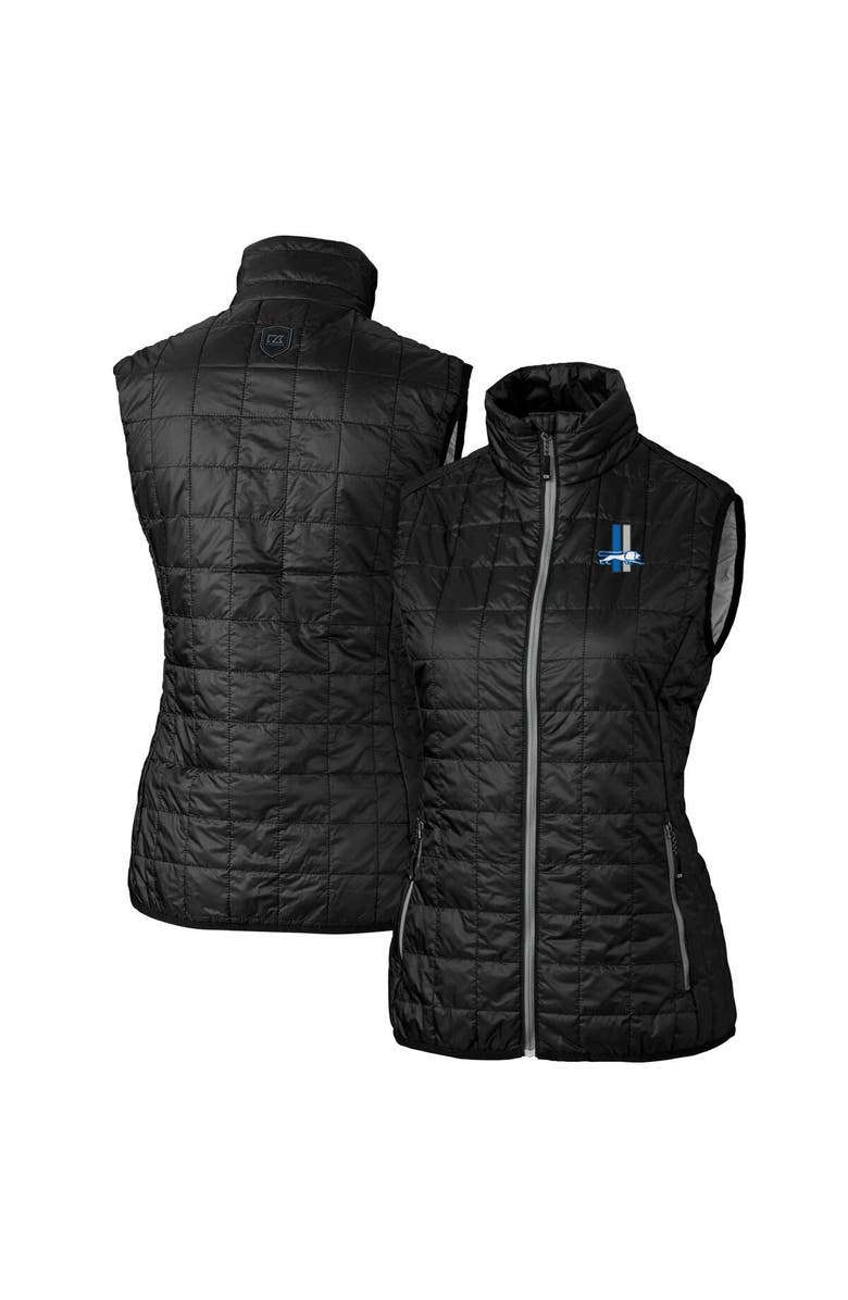 Cutter & Buck Women's Cutter & Buck Black Detroit Lions Throwback Logo Rainier PrimaLoft Eco Full-Zip Puffer Vest, Alternate, color, 
