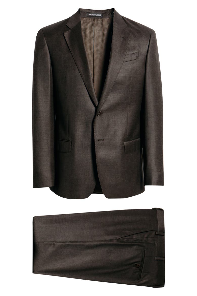 G-Line Solid Brown Wool Suit, Main, color, SOLID DARK BROWN