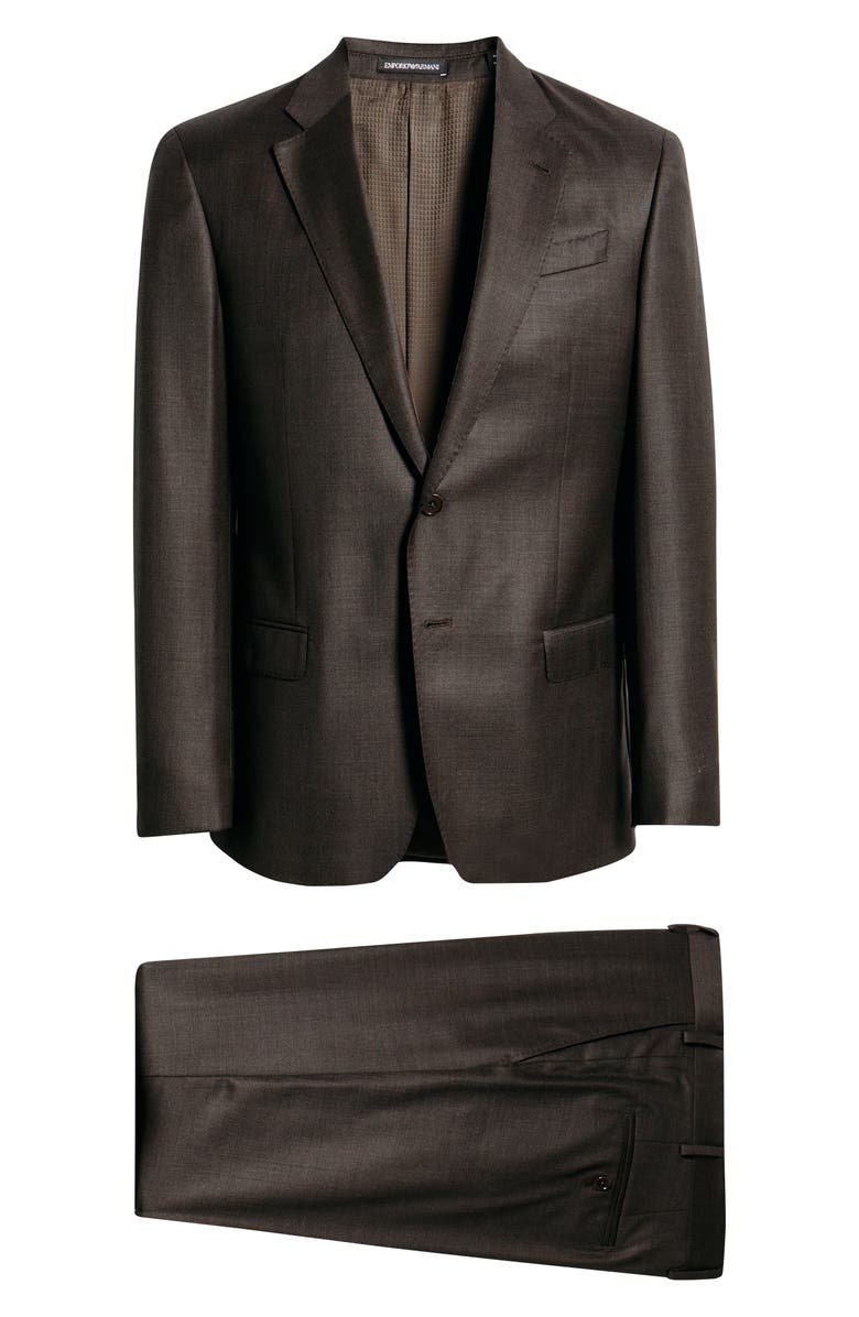 Emporio Armani G-Line Solid Brown Wool Suit, Main, color, Solid Dark Brown