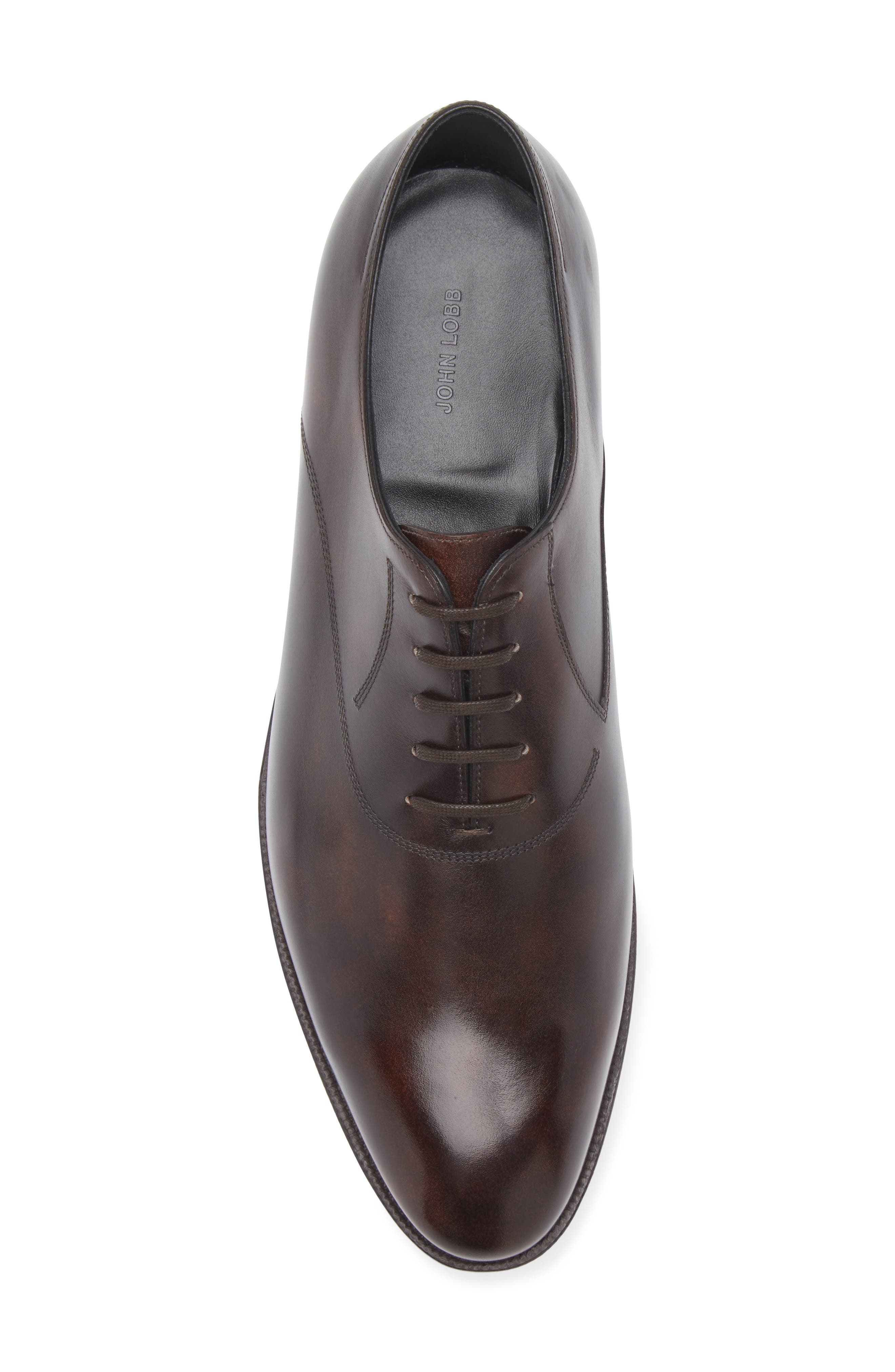 John Lobb Luke Wholecut Oxford, Alternate, color, Dark Brown