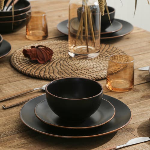 Stone Lain Brasa Stoneware 16-piece Dinnerware Set In Black