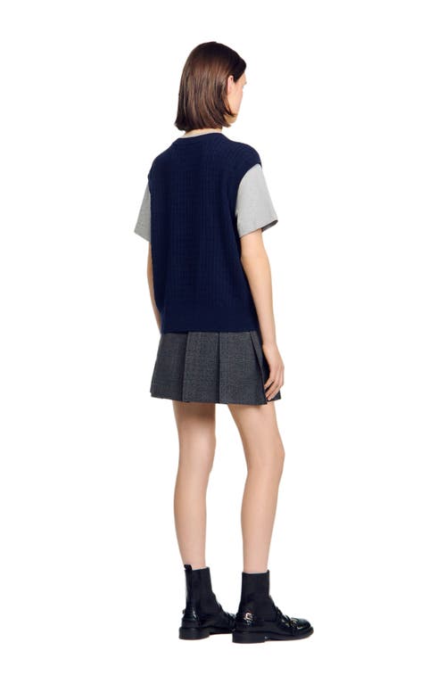 Sandro Dual-material Knit Sweater In Multi