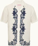 Orlebar Brown Maitan Linen Relaxed Fit Linen Mirabello Border Shirt
