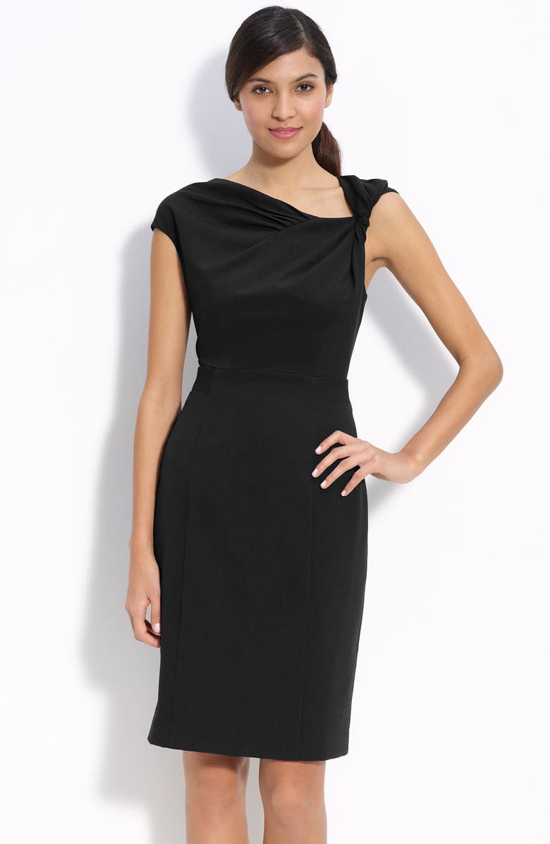 Calvin Klein 'Stretch Luxe' Twist Neck Sheath Dress, Main, color, 